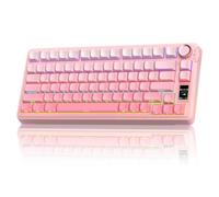 AULA Teclado mecánico inalámbrico S75 PRO con pantalla y perilla, teclado para juegos de tres modos intercambiable en caliente 75%, interruptores prelubricados, retroiluminación RGB, teclas PBT