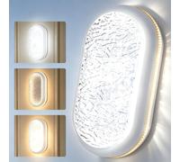 Aulaiyi 4er Plafón LED Oval 20W 2000lm, 3 Modos de Iluminación, Efecto Cristal Estrellado, IP54 Impermeable, Pared & Techo IRC>90, 260×140mm, Sótano Pasillo Baño Garaje Balcón
