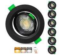 Aulaiyi Downlight LED Techo Empotrable Regulable 230V, 5W 500LM Focos LED Interior Techo Rotable Blanco Cálido Blanco Neutro Blanca Frío, IP44 Ojos de Buey Extraplano, Corte 68-80mm, Negro 6 Pack