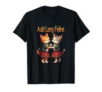 Auld Lang Feline Orange Cats Bailando Ceilidh Celebración Camiseta gráfica económica