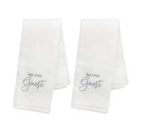 AuldHome Design - Toallas para invitados (juego de 2, blancas); toallas de mano con monograma “Be Our Guest”, color blanco con letras grises