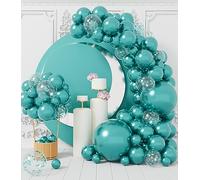AULE Globos Azul Turquesa de Cumpleaños: Kit de Arco de 100 Piezas Guirnalda Globos Helio Azul Teal Metalizados para Fiesta Bodas Bautismo