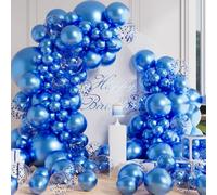 AULE Globos Azules de Cumpleaños: Kit de Arco de 100 Piezas Guirnalda Globos Helio Azul Metalizados para Fiesta Bodas Bautismo