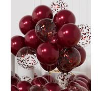 AULE Globos Borgoña Metalizados Cumpleaños: 42 piezas Globo Burdeos y Confeti Cumpleaños 12 Pulgadas para Bodas Aniversario Bautizos Comunion Graduacion Fiesta Decoracion