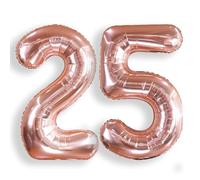 AULE - Globos de 40 pulgadas con números de 25 globos para mujer, 25 cumpleaños, decoraciones gigantes de aniversario