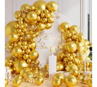 AULE Globos Dorados de Cumpleaños: Kit de Arco de 100 Piezas Guirnalda Globos Helio Dorado Metalizados para Fiesta Bodas Bautismo