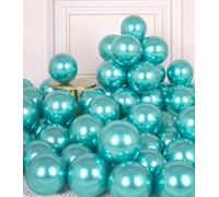 AULE Globos Metalizados Azul Turquesa Cumpleaños: 50 Piezas Globos Latex Azul Teal 5 Pulgadas Azul Turquesa para Fiesta Bodas Navidad San Valentín