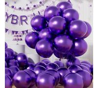 AULE Globos Metalizados Morado Cumpleaños: 50 Piezas Globos Latex Violeta 12 Pulgadas Morados para Fiesta Bodas Navidad San Valentín