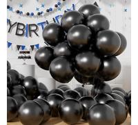 AULE Globos Metalizados Negros Cumpleaños: 50 Piezas Globos Latex Negros 12 Pulgadas Negro para Fiesta Bodas Navidad San Valentín