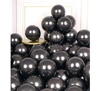 AULE Globos Metalizados Negros Cumpleaños: 50 Piezas Globos Latex Negros 5 Pulgadas Negro para Fiesta Bodas Navidad San Valentín