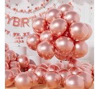 AULE Globos Metalizados Oro Rosa Cumpleaños: 50 Piezas Globos Latex Dorado Rosa 12 Pulgadas Rosa Oro para Fiesta Bodas Navidad San Valentín
