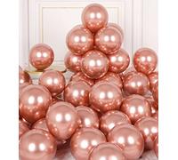 AULE Globos Metalizados Oro Rosa Cumpleaños: 50 Piezas Globos Latex Dorado Rosa 5 Pulgadas Rosa Oro para Fiesta Bodas Navidad San Valentín