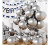AULE Globos Metalizados Plateados Cumpleaños: 50 Piezas Globos Latex Plateado 12 Pulgadas Plata para Fiesta Bodas Navidad San Valentín