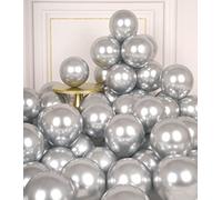 AULE Globos Metalizados Plateados Cumpleaños: 50 Piezas Globos Latex Plateado 5 Pulgadas Plata para Fiesta Bodas Navidad San Valentín