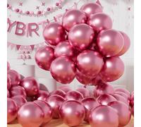 AULE Globos Metalizados Rosa Cumpleaños: 50 Piezas Globos Latex Rosa 12 Pulgadas Rosas para Fiesta Bodas Navidad San Valentín