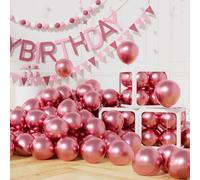 AULE Globos Metalizados Rosa Cumpleaños: 50 Piezas Globos Latex Rosa 5 Pulgadas para Fiesta Bodas Navidad San Valentín