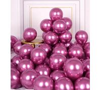 AULE Globos Metalizados Rosa Intenso Cumpleaños: 50 Piezas Globos Latex Rosa Fuerte 5 Pulgadas Fucsia para Fiesta Bodas Navidad San Valentín