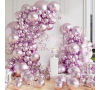 AULE Globos Morado Claro Cumpleaños: Kit de Arco de 100 Piezas Guirnalda Globos Helio Lilla Metalizados para Fiesta Bodas Bautismo