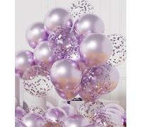 AULE Globos Morado Claro Metalizados Cumpleaños: 42 piezas Globo Lila y Confeti Cumpleaños 12 Pulgadas para Bodas Aniversario Bautizos Comunion Graduacion Fiesta Decoracion