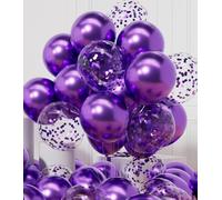 AULE Globos Morado Metalizados Cumpleaños: 42 piezas Globo Violeta y Confeti Cumpleaños 12 Pulgadas para Bodas Aniversario Bautizos Comunion Graduacion Fiesta Decoracion