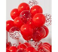 AULE Globos Rojo Metalizados Cumpleaños: 42 piezas Globo Rojos y Confeti Cumpleaños 12 Pulgadas para Bodas Aniversario Bautizos Comunion Graduacion Fiesta Decoracion