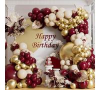 AULE Kit Arco Globos Burdeos: 155 Piezas Globos Borgoña Dorados Látex Guirnalda Globo Helio Cumpleaños Decoración para Fiesta Bodas