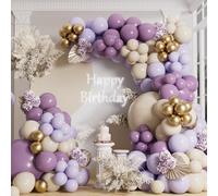 AULE Kit Arco Globos Morados: 155 Piezas Globos Lilac Pastel Dorados Látex Guirnalda Globo Helio Cumpleaños Decoración para Fiesta Bodas