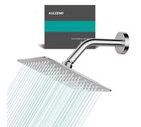 AULEEND Cabezal de ducha cuadrado, cabezal de ducha cuadrado de acero inoxidable de alto flujo, diseño de alta presión incluso a bajo flujo de agua (A01 níquel cepillado, 8 pulgadas)