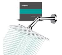 AULEEND - Cabezal de ducha de lluvia cuadrado de acero inoxidable de alto flujo, diseño de alta presión, impresionante experiencia de ducha incluso con bajo flujo de agua (8 pulgadas, acabado cromado)