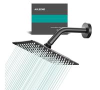 AULEEND - Cabezal de ducha de lluvia cuadrado de acero inoxidable de alto flujo, diseño de alta presión, impresionante experiencia de ducha incluso con bajo flujo de agua (8 pulgadas, negro mate)