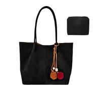 Aulenge Elegante Bolso de Compras Bolso de Mano de Ante para Mujeres Bolso de Hombro Mujeres Estilo Vintage Grande Espaciosa Bolso de Uso Diario para Trabajo Compras Negro