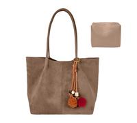 Aulenge Elegante Bolso de Mano Mujeres de Ante Con Cierre Magnético Ligera Bolso de Hombro Bolso de Bandolera Estilo Vintage para Vida Diaria y Profesional Caqui