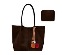 Aulenge Grande Bolso de Mano para Mujeres Retro de Ante Espaciosa Bolso de Hombro Bolso de Bandolera con Gran Capacidad para Trabajo Vida Diaria Viaje Marrón