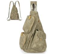 Aulenge Riñonera Hombre Mujer Bandolera Mochila y Bolso 2 en 1 Mujer Bolso Cruzado Mini Mochila para Trabajo Viaje Verde