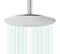 AULLEND - Cabezal de ducha de lluvia de 12 pulgadas, redondo de acero inoxidable grueso, cabezal de ducha cuadrado de alta presión, diseño ultrafino, conector giratorio con bola giratoria de latón