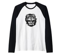 Aullido con la manada de lobos en este potente gráfico Camiseta Manga Raglan