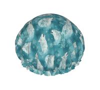 Aullido Del Lobo Nevado A La Luz De La Luna Gorro Ducha Mujer Ajustable Gorro Ducha Elástico Gorros Peluquería Para Cabello Largo Spa Hogar