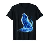 Aullido Lobo Azul Resplandor Luna Camiseta