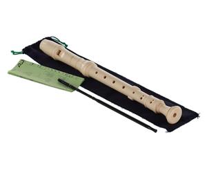 Aulos Flauta dulce soprano en do Elite 302B - color marfil - con funda, varilla limpiadora, tabla de digitación - apoyo para el pulgar desmontable - de 3 piezas - con canal de viento curvado