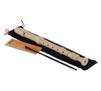 Aulos Flauta dulce soprano en do Elite 303B - color marfil - con funda, varilla limpiadora, tabla de digitación - apoyo para el pulgar desmontable - de 3 piezas - con canal de viento curvado