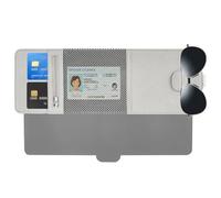 AULSAM Organizador de parasol para coche, parasol ajustable con bolsillo y apertura lateral, piel sintética, diseño magnético (gris)