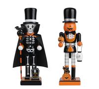 Auluda Figuras de Cascanueces,Colección de Figuras Decorativas Navideñas,Set de Regalo de Adornos de Madera para Decoración del Hogar en Festividades (Negro y Amarillo)
