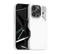 Aulumu A16 Funda Cuero Vegano para iPhone 16 Pro | con Aletas de Enfriamiento | Comodidad de Lujo | Compatible con MagSafe - Blanco