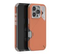 Aulumu Funda A16 a Prueba de Golpes para iPhone 16 Pro, Control de cámara actualizado, refrigeración Real, Marco de cámara de aleación de Aluminio, protección compuesta Multicapa, marrón Amarillento