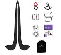aum active Kit de sedas aéreas de 11 yardas, sedas Ariel duraderas con hardware, giro y guía, columpio aéreo para yoga acrobático y todos los niveles (hamaca de yoga aéreo, punto de aparejo aéreo de