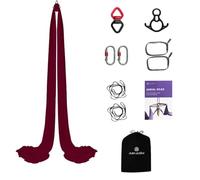 Aum Active Kit de Sedas Aéreas de 11 Yardas - Sedas Ariel Duraderas Con Hardware, Giro y Guía - Columpio Aéreo Para Yoga Acrobático y Todos Los Niveles