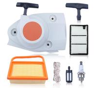 AUMEL Arrancador con Filtro Aire para Stihl TS410 TS420 Cortadora Repuestos con Mango Arranque Cable Bujía Filtro Gasolina 42381900300 42381401800