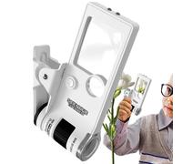 Aumento de lupa con luz-microscopio portátil 10x-80x para niños de 6 años | Juguete educativo de la ciencia de bolsillo para observación, aprendizaje STEM, descubrimientos al aire libre, insectos, hoj