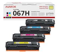 AUMOK 067H 067 (3130 páginas) Tóner Compatible Canon Cartouche 067 067H Tóner Canon i-SENSYS MF655cdw MF657cdw MF651cw LBP631cw LBP633cdw LBP632cdw(Negro Cian Amarillo Magenta,Paquete de 4)