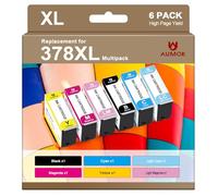 AUMOK Cartuchos 378XL Tinta Compatible para Epson 378XL Epson 378 XL Cartuchos de Impresora Multipaquete para Epson Expression Photo XP-8700 XP-8600 XP-8500 XP-8605 XP-8505 XP-15000 (6-Pack)